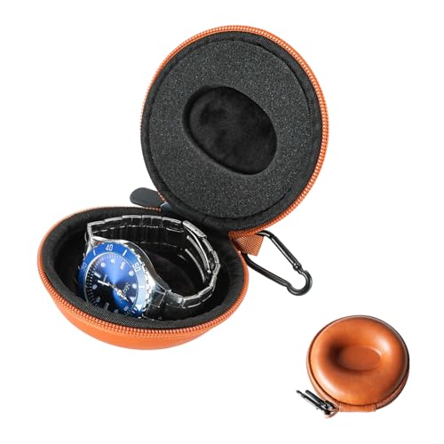 Single Watch Travel Case - Storage Box for Wristwatches & Smartwatches up to 50mm, Brown Pouch Organizer for Men & Women(brown) - color: brown, size: eva Circle