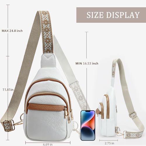Crossbody Bags for Women Sling Bag Anniversary Birthday Gifts for Girlfriend Wife Her Fanny Pack Chest Anti Theft Purse Christmas Small Gifts for Mom Secret Santa Gift Ideas Mothers Day - color: White