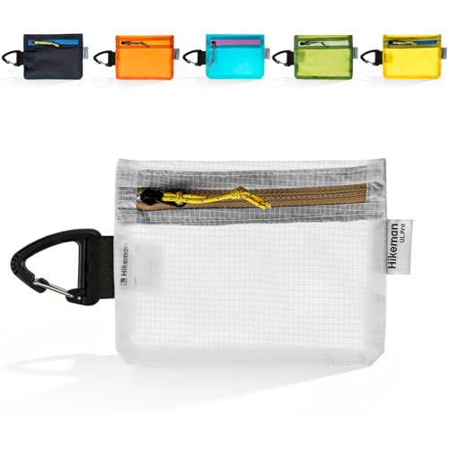 HIKEMAN small zipper pouch with clip ultralight wallet hiking waterproof for credit card and money Card Size Pouch for Hiking, Backpacking, Travel & Purse (White) - color: White