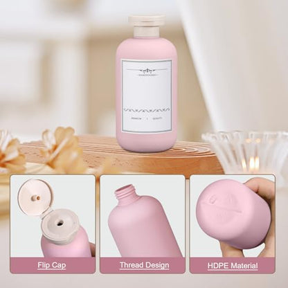 Travel Shampoo Bottle, Empty Plastic Squeeze Bottles 10oz with Flip Cap, Lotion Container for Toiletries Travel Size Shampoo and Conditioner (3 pack pink) - color: Pink, size: 10 oz
