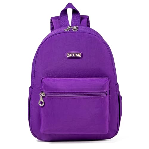 AOTIAN Mini Lightweight 11.8 Inch Backpack Durable Travel Hiking Women and Girls Small Daypack, 7 Liters Dark Violet Purple - color: Dark Violet Purple