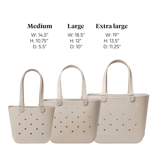 Simple Modern Large Beach Bag | Waterproof Getaway Rubber Tote with Zipper Pocket for Travel, Pool, Boat, Groceries, Sports | Almond Birch - color: -Almond Birch, style: Large