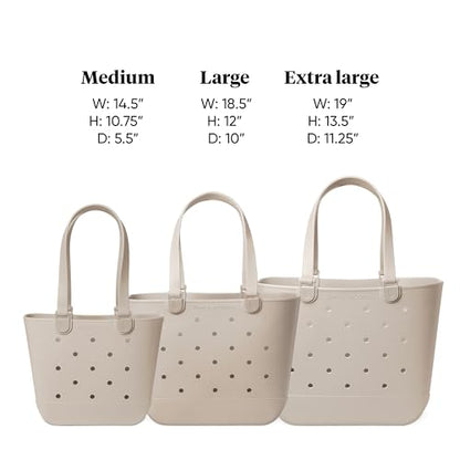 Simple Modern Large Beach Bag | Waterproof Getaway Rubber Tote with Zipper Pocket for Travel, Pool, Boat, Groceries, Sports | Almond Birch - color: -Almond Birch, style: Large