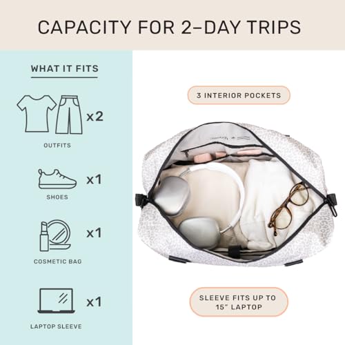 Jadyn Carry-On Travel Duffel Bag for Women, 18” Weekender Bag with Laptop Compartment and Trolley Sleeve, Ideal for Work, Gym, and Overnight Trips (Desert Leopard) - color: Desert Leopard