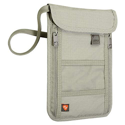 Lewis N. Clark RFID Blocking Stash Neck Wallet, Travel Pouch + Passport Holder for Women & Men, Taupe - color: Taupe