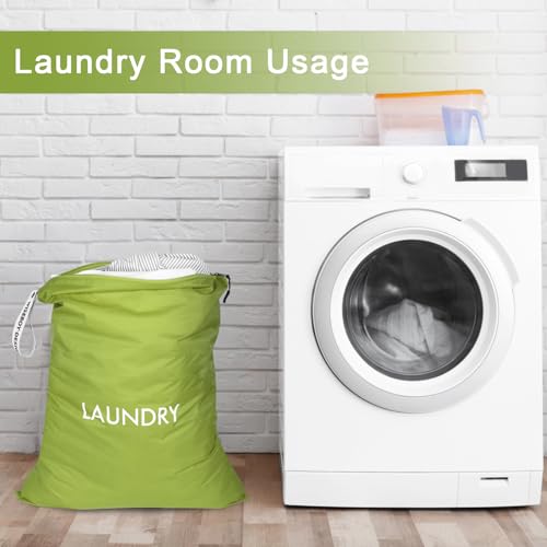 WiseBoy 2 Pack Laundry Bags, Travel Laundry Bag for Dirty Clothes, Washable Nylon Wet Dry Bag, Swimming Yoga Bathing Suit Workout Wet Dry Bags - color: Green