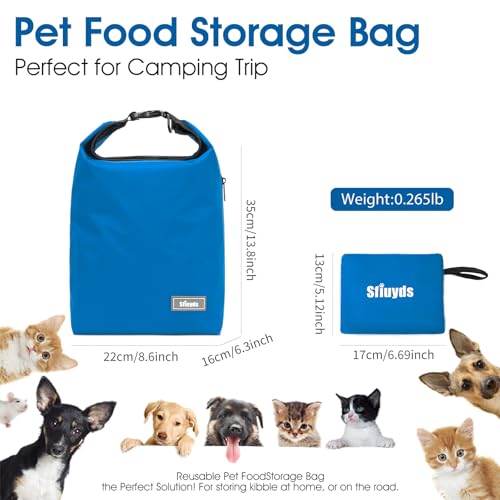 Pet Food Storage Bag Travel Dog Food Container 2PCS Collapsible Dog Travel Bowls and Zipper Side (Blue, Small) - color: Blue, size: 12L