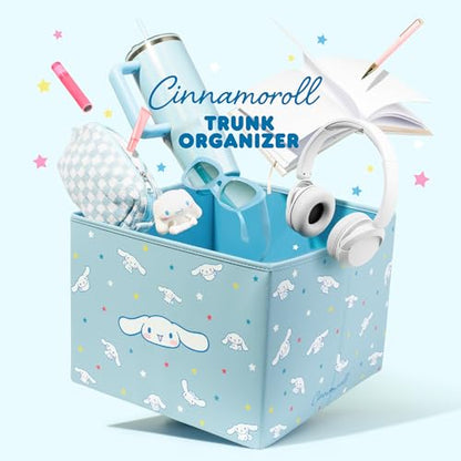 Sanrio Cinnamoroll Car Trunk Organizer and Storage Bin - Collapsible Simple Compartment Convenient Heavy Duty, Fold Up for Easy Storage Box, Automotive Seat Cargo Groceries Tools - 12.5L x 12.5W x 9H - style: Organizer Cinnamoroll