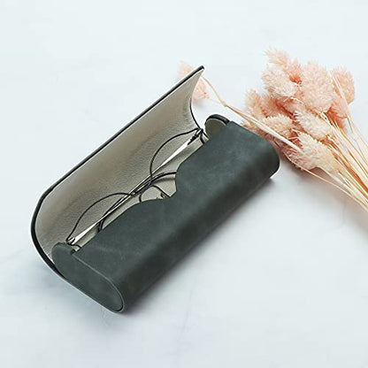 LifeArt Eyeglass Case Hard Shell, Portable Sunglass Case for Women and Men, fashionable PU Leather Eyeglass Case, Lightweight - color: Qhcx(grey)