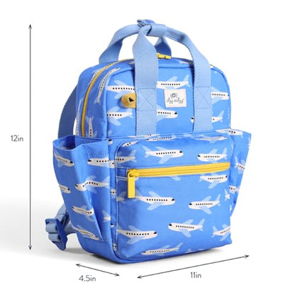 Itzy Ritzy Toddler Backpack - Daycare Bag - Features Adjustable Shoulder Straps, 2 Side Pockets & Spacious Interior with Wipeable Fabric Lining & Name Label, Airplane - color: Airplane