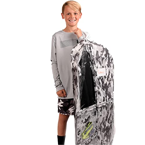 Waterproof Hanging Garment Bag 40 inch Clothes Bag with Gusset, 5 Pockets & Side Zip for Dance Costumes, Sports, Skating, Theatre, Beauty Pageants, Cheer & More by Kendall Country, Camo Grey - color: Camo Grey, size: 40 inch