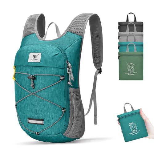 SKYSPER Foldable Hiking Backpack - 10L/15L Small Lightweight Daypack Breathable Travel Backpacks - color: Cyan, size: 15 l