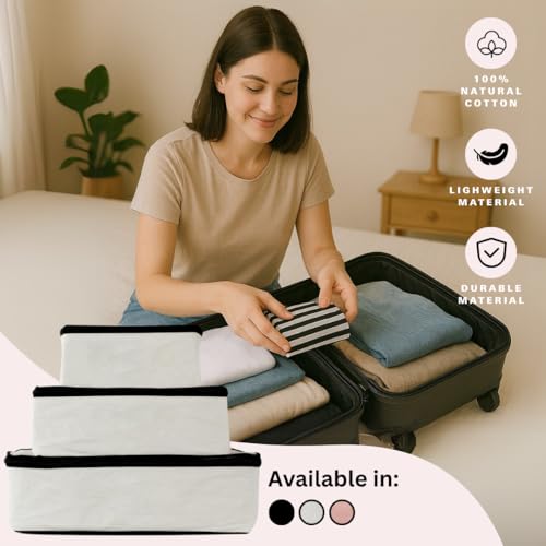 Bag-All Packing Cubes for Travel | Suitcase Organizers for Women | Travel Luggage Cubes for Packing | Luggage Compartment Organizers | Cream (Set of 3)