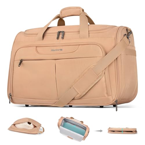 Hanke Carry On luggage Bags for Travel, Large Foldable Duffle Bag for Travel, Softside Lightweight Travel Bag Carry On Bags for Airplanes Women, Travel Tote Bags for Women Men.（Pink） - color: Pink, size: Ultra Carry-On