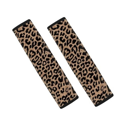 Brown Leopard Print Car Seat Belt Cover Easy to Install 2 Pack Safety Belt Cover Anti-Slip Shoulder Strap Protects Universal Auto Seat Straps for Vehicle, Truck, SUV - color: Brown Leopard Print