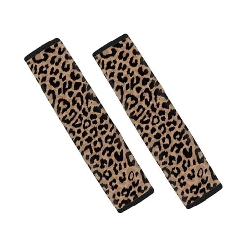 Brown Leopard Print Car Seat Belt Cover Easy to Install 2 Pack Safety Belt Cover Anti-Slip Shoulder Strap Protects Universal Auto Seat Straps for Vehicle, Truck, SUV - color: Brown Leopard Print