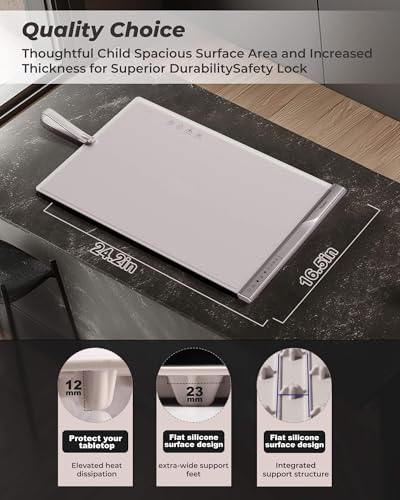 Food Warming Mat with Dual Heating Zones, 4 Temp Settings, Silicone Easy-Clean, Auto Shut-Off, Timer, Child Lock, Portable for Buffet, Party & Travel, 350W, 120V(AC), (White) - color: White