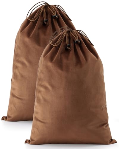 FantasyLife Shoe Bags for Travel, Washable Dust Bags for Storage & Packing, Flannel Shoe Pouch with Drawstring Closure for Purses, Handbags, Shoes & Toys (2, Mocha Mousse, 17.3"x12.6") - color: Mocha Mousse, size: 17.3"x12.6"