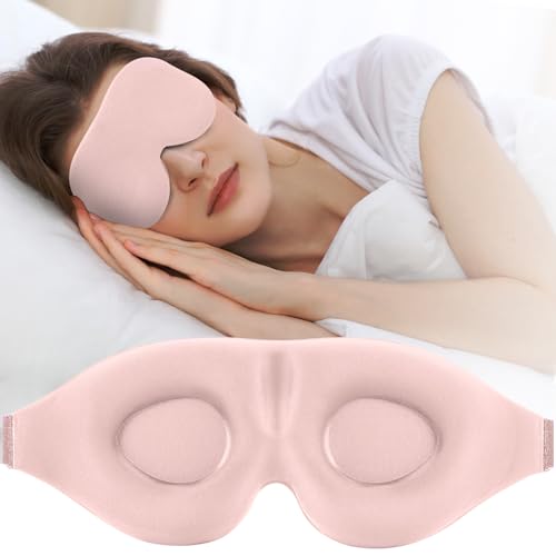 ZGGCD Sleep Mask for Side Sleeper, Light Blocking Sleeping Eye Mask for Women Men, 3D Contoured Night Blindfold, Luxury Eye Cover Eyeshade with Adjustable Strap for Travel, Nap, Nurse Essentials, Pink - color: Pink