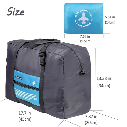 Travel Bag Spirit Airlines Personal Item Bag 18x14x8 Foldable Travel Duffel Bag Tote Carry on Luggage Duffle Overnight for Women and Men (Blue) - color: Blue