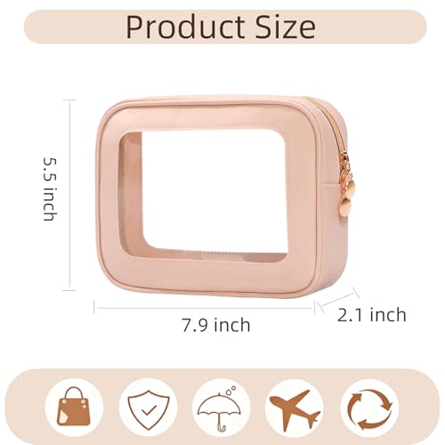 3PCS Diaper Bag Organizer Pouch Set，Clear Organizer Bags,TSA Approved Toiletry Bag,Clear Waterproof Cosmetic Bags with Zipper,Purse Organizer Pouches,Travel Organizer Bags for Woman and Kids - color: Pink, size: 3PCS
