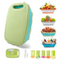 Gintan Camping Cutting Board, 9-in-1 Collapsible Chopping Board with Colander, Kitchen Vegetable Washing Basket for Camping, Camping Gifts Camping essentials for RV Campers (Blue Green) - color: Blue Green