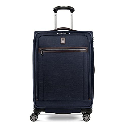 Travelpro Platinum Elite Softside Expandable Checked Luggage, 8 Wheel Spinner Suitcase, TSA Lock, Men and Women, True Navy Blue, Checked Medium 25-Inch - color: True Navy Blue, size: Checked-Medium 25-Inch