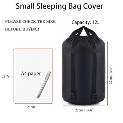 Compression Stuff Sack, 12L/24L/45L Sleeping Bag Cover Sack Sleeping Bags Storage Stuff Sack Organizer - Great Sleeping Bags Clothes Camping Hiking Backpacking - color: Black 12L-2 Pack