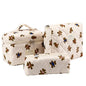 3PCS Coquette Makeup Bag,Quilted Cosmetic Bag Large Make Up Bag Set,Quilted Portable Toiletry Organizer Bag,Cotton Travel Skincare Bag for Women Girls (03-Brown Bear) - style: 03-brown Bear
