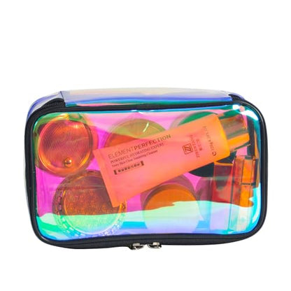 Iridescent TPU Travel Cosmetic Makeup Bag Holographic Clear Makeup Kit Organizer Pouch Waterproof Toiletry Organizer Case - color: Iridescent