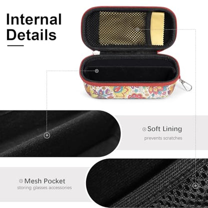 Bukere Double Eyeglasses Case with Adjustable Slots, EVA Hard-shell Travel Dual Glasses Sunglasses Organizer for Men Women - color: White Floral