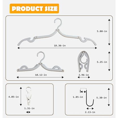 Over The Door Hooks Hanger,Foldable Portable Folding Hangers,Hanging Rack,Clips,Essentials for Cruise,Vacation,Camping,RV,Road Trip,Hotel,Business Travel, Student Apartment(White Box)
