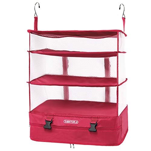 TABITORA Portable Hanging Travel Shelves Bag Packing Cube Organizer Suitcase Storage Large Capacity - color: Rose, size: Large+X-Large