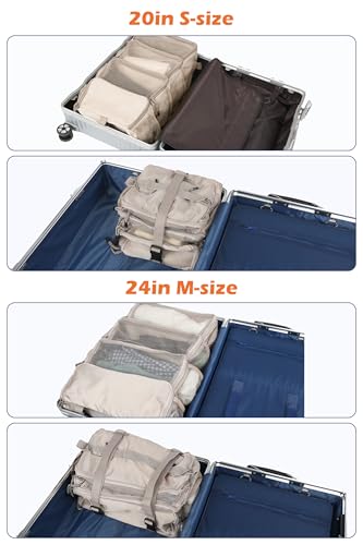 TABITORA Travel Luggage Organizer insert Hanging Packing Cubes for Suitcase Carry on Closet Hanging Shelves Folding (Beige, Small) - color: Beige, size: Small