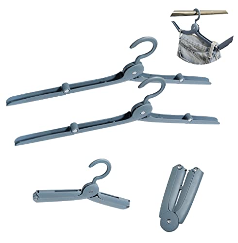 Travel Hangers Foldable Collapsible Plastic Hangers Portable Non Slip Clothes Hangers for Laundry Car Camping Grey Hangers Quick Drying 2 Pcs