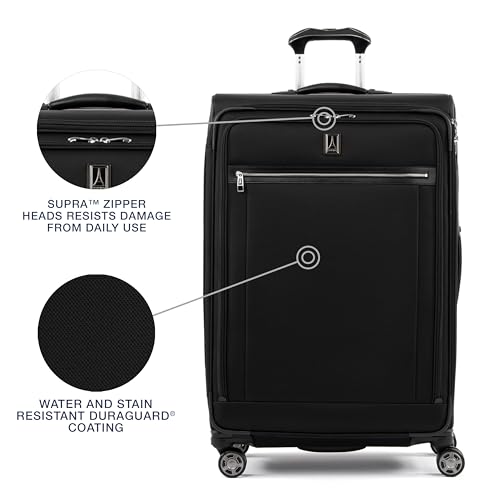 Travelpro Platinum Elite Softside Expandable Checked Luggage, 8 Wheel Spinner Large Suitcase, TSA Lock, Men and Women, Shadow Black, Checked Large 29-Inch - color: Shadow Black, size: Checked-Large 29-Inch