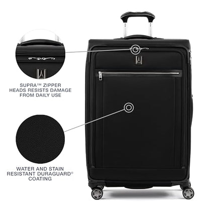 Travelpro Platinum Elite Softside Expandable Checked Luggage, 8 Wheel Spinner Large Suitcase, TSA Lock, Men and Women, Shadow Black, Checked Large 29-Inch - color: Shadow Black, size: Checked-Large 29-Inch