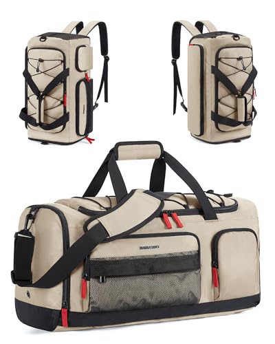 BAGSMART Gym Bag for Women & Men, 35L/63L Sports Travel Duffel Backpack with Shoe Compartment Laptop Compartment, Water Resistant Carry On Weekender Bag for Airplane - color: Khaki, size: 35L Medium