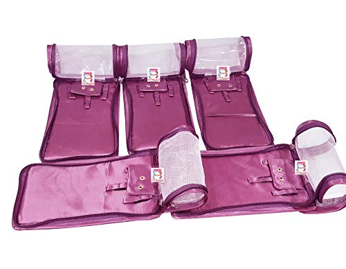 atorakushon Satin Makeup Pouches Cosmetic Necklace Earrings Jewellery Organizer For Women Maroon (Purple) - color: Purple