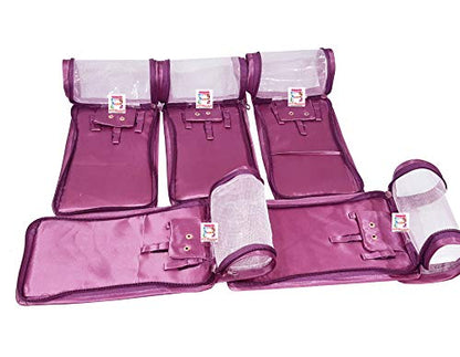 atorakushon Satin Makeup Pouches Cosmetic Necklace Earrings Jewellery Organizer For Women Maroon (Purple) - color: Purple