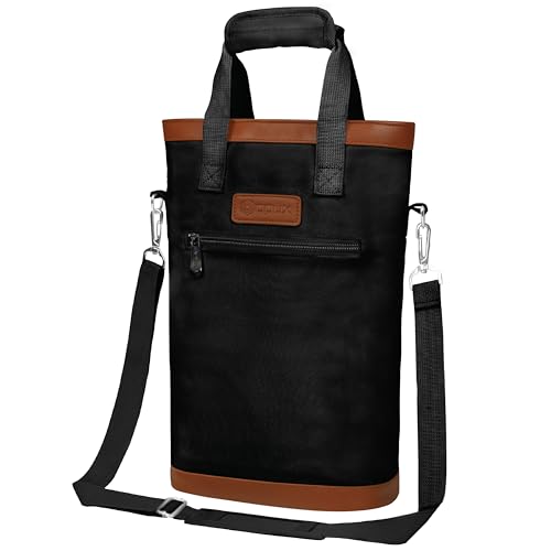 opux Two Bottle Wine Bag Carrier Tote, Insulated Leakproof 2 Bottle Wine Cooler Bag for Travel BYOB Picnic, Portable Wine Case, Gift for Men Women Wine Lover Birthday Party Christmas, Black - color: Black