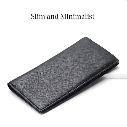 Bveyzi Ultra Slim Thin Leather RFID Blocking Credit Card Holder Bifold Clutch Wallets for Women - color: Black