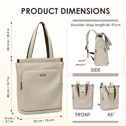 GOLF SUPAGS Convertible Laptop Backpack for Women Casual Daypack Notebook Tote Bag for Work College Travel Leisure (Apricot) - color: Apricot
