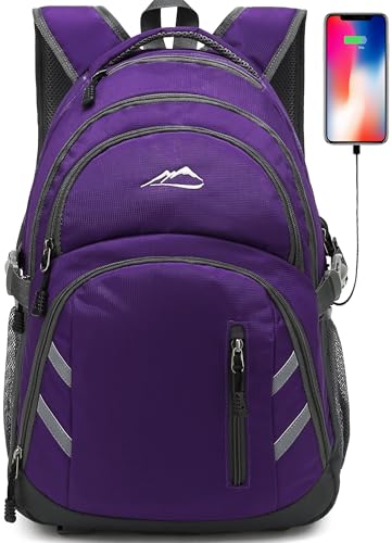 ProEtrade Extra Large Backpack Bookbag for College Laptop Travel, Fit Laptop Up to 17 inch with USB Charging Port Multi Compartment Anti theft, Gift for Women Men (Light Purple) - color: Azalea Purple, size: 17 Inch