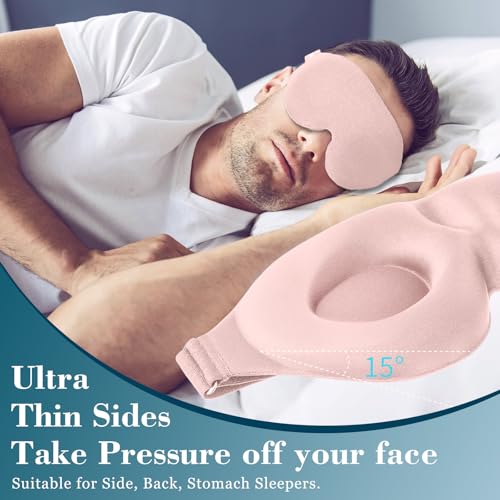 ZGGCD Sleep Mask for Side Sleeper, Light Blocking Sleeping Eye Mask for Women Men, 3D Contoured Night Blindfold, Luxury Eye Cover Eyeshade with Adjustable Strap for Travel, Nap, Nurse Essentials, Pink - color: Pink