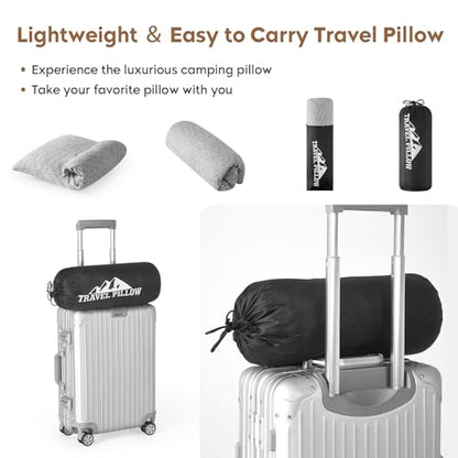 Shredded Memory Foam Pillow, Travel Size Pillow Camping Pillow Breathable and Soft, Ideal Car Backpacking Hiking Airplane - color: Light Gray, size: L-23 X 16 Inch