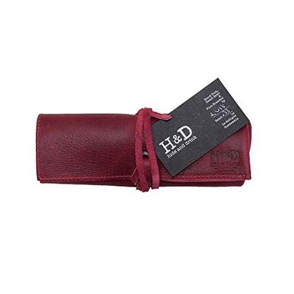 Hide & Drink, Leather Watch Roll Organizer Handmade from Full Grain Leather, Holds Up to 4 Watches, Easy Carry On Watchlover Storage (Sangria) - color: Sangria