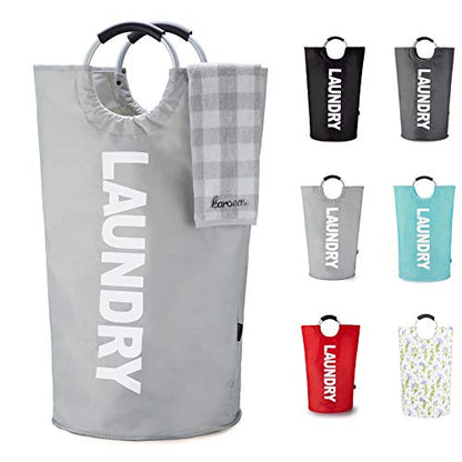Caroeas 125L Laundry Basket,Large Laundry Hamper, Laundry Bag with Padded Handles, Clothes Hamper Stands Up Well, Collapsible Free Standing Easy Storage Washing Bin (Light Grey,125L) - color: Light Grey, size: 125L