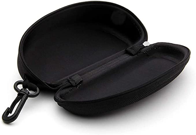3 Pack Zipper Shell Eyeglasses and Sunglasses Case with Plastic Carabiner Hook - color: Black+blue+sliver