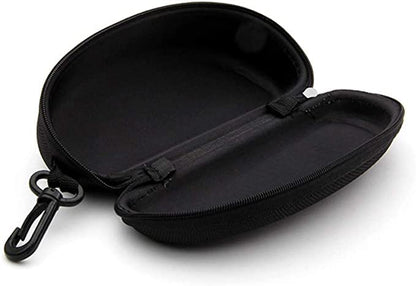 3 Pack Zipper Shell Eyeglasses and Sunglasses Case with Plastic Carabiner Hook - color: Black+blue+sliver